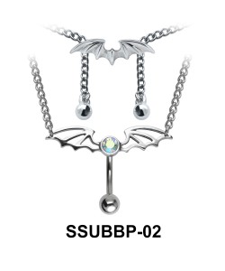 Wing Shape Belly Piercing Chain SSUBBP-02